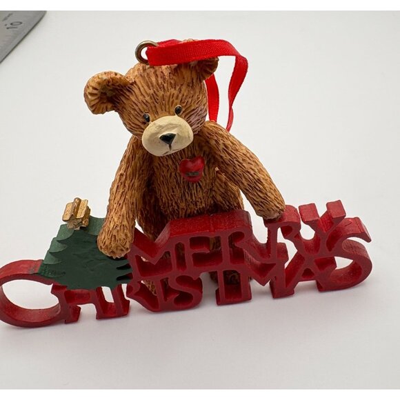 Kurt S Adler Holly Bearies Merry Christmas Bear Ornament with Tree Accent - Picture 5 of 8
